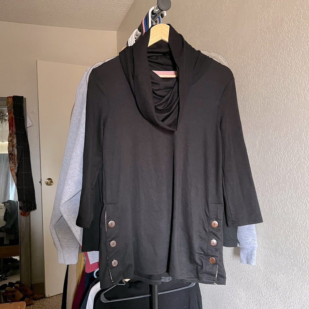 Cute Black Cowl Neck top